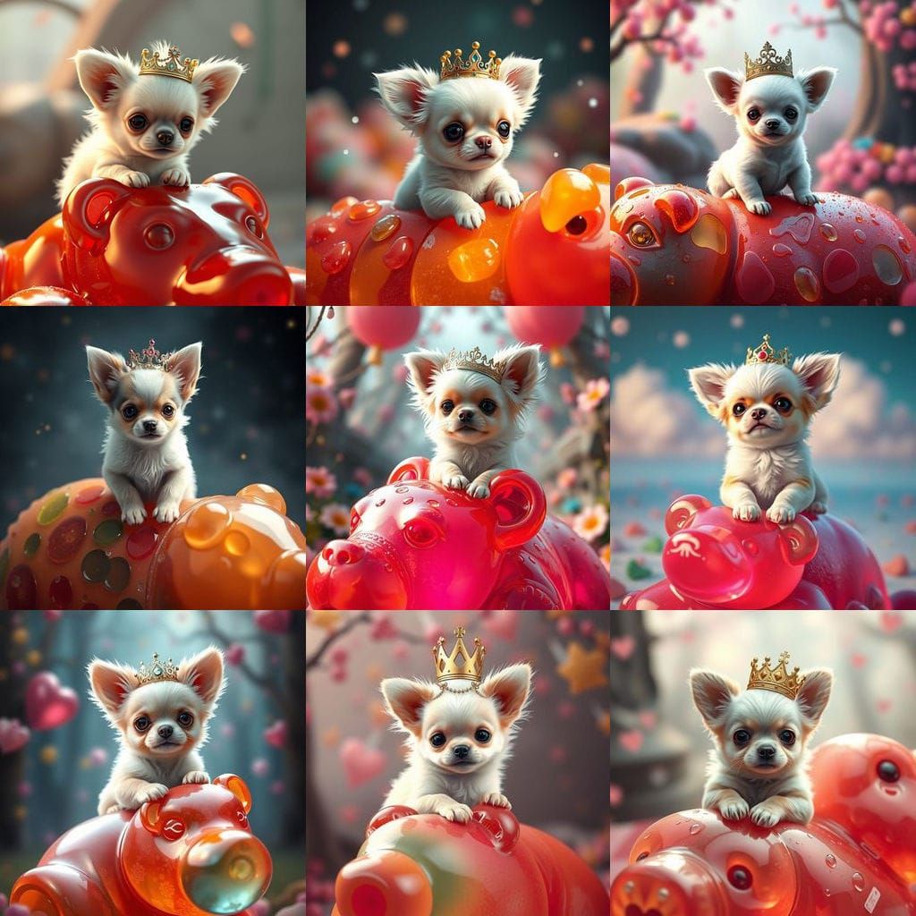 Chihuahua Puppy King on Gummy Throne: Matte Painting