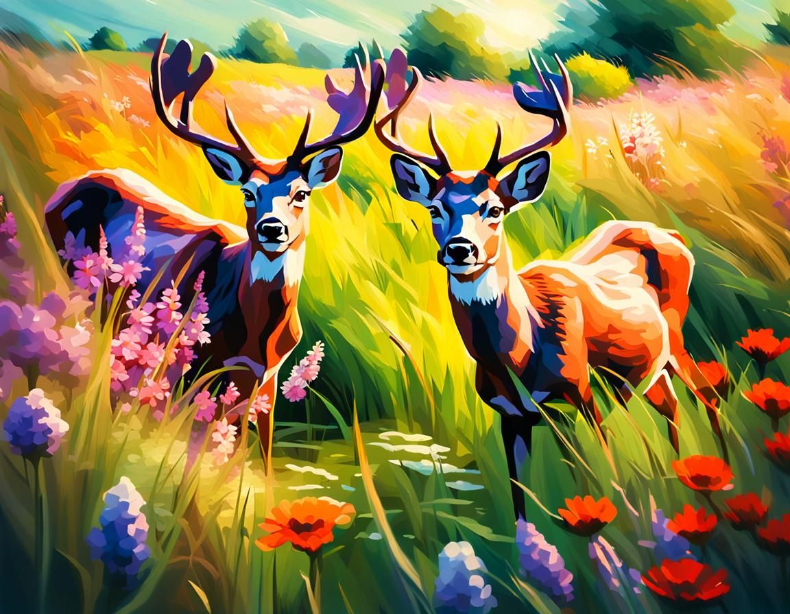 Deers that hop high and high, in fields of higher love, the ...