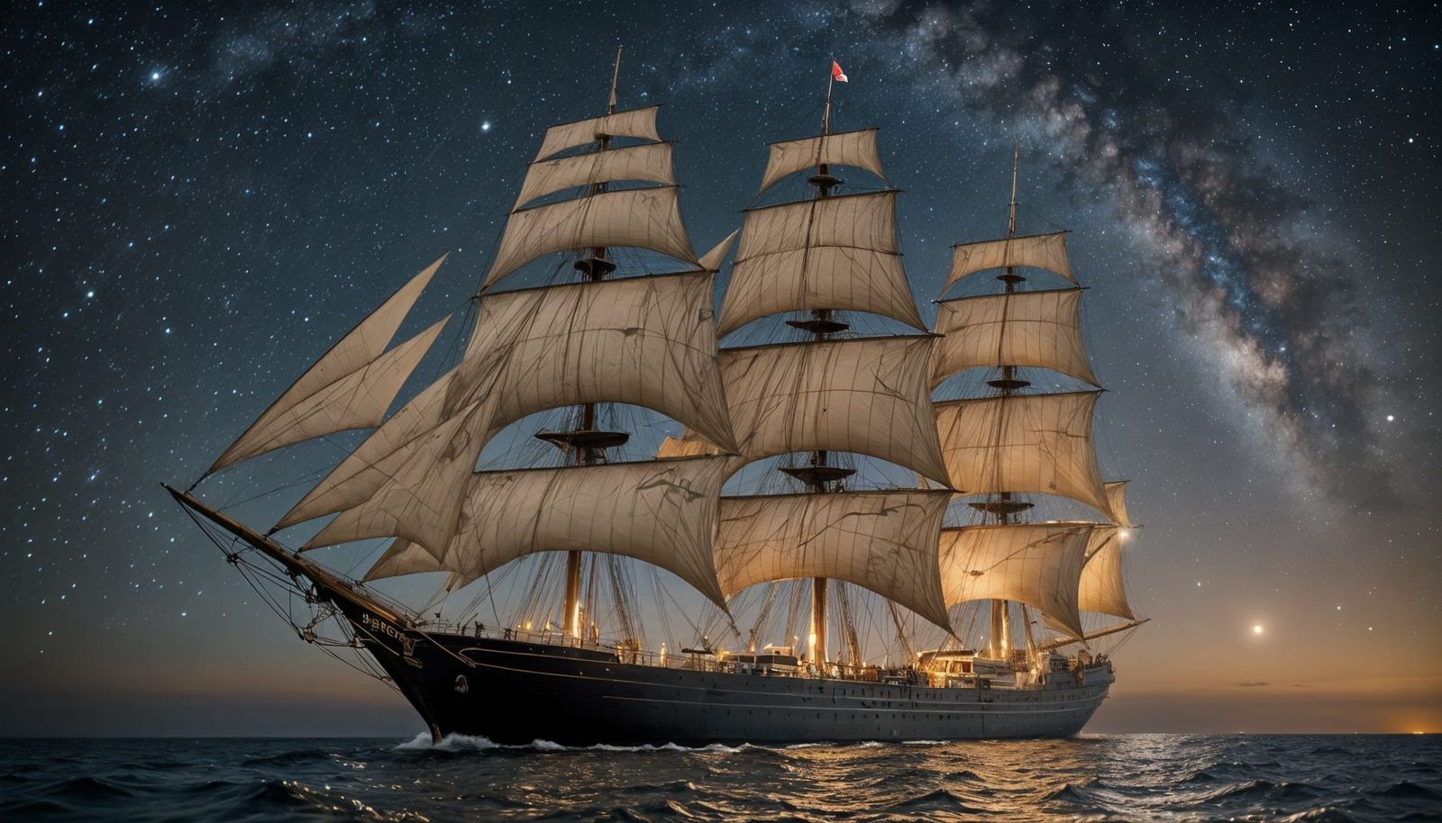 Celestial Sailing Vessel in Outer Space