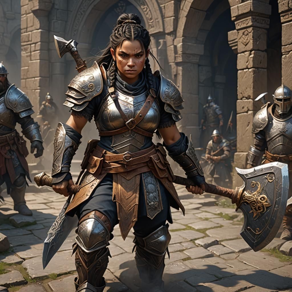 Dwarf Warrior with Axe: Dark Fantasy Concept Art