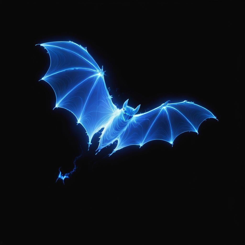 Ethereal Bat Formed of Light Beams