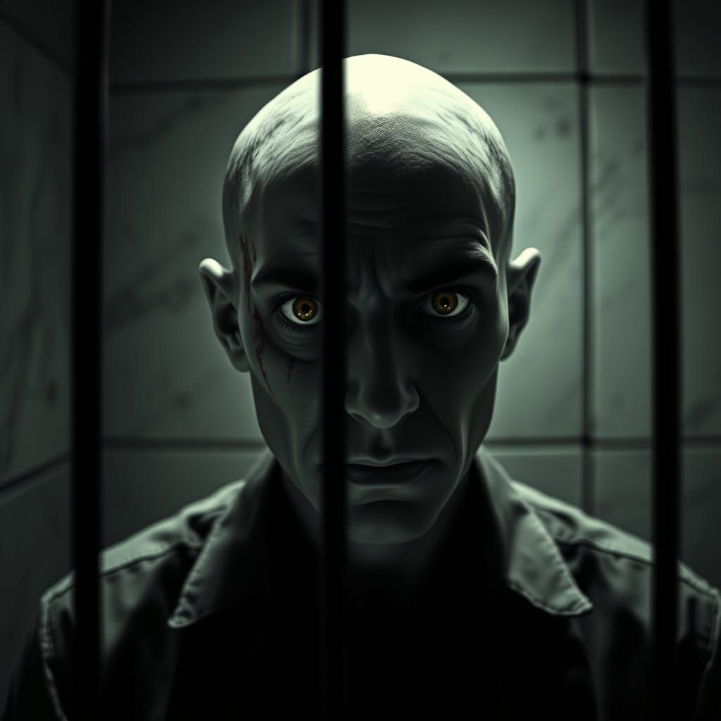 Expressionist Psychiatric Patient in Padded Room