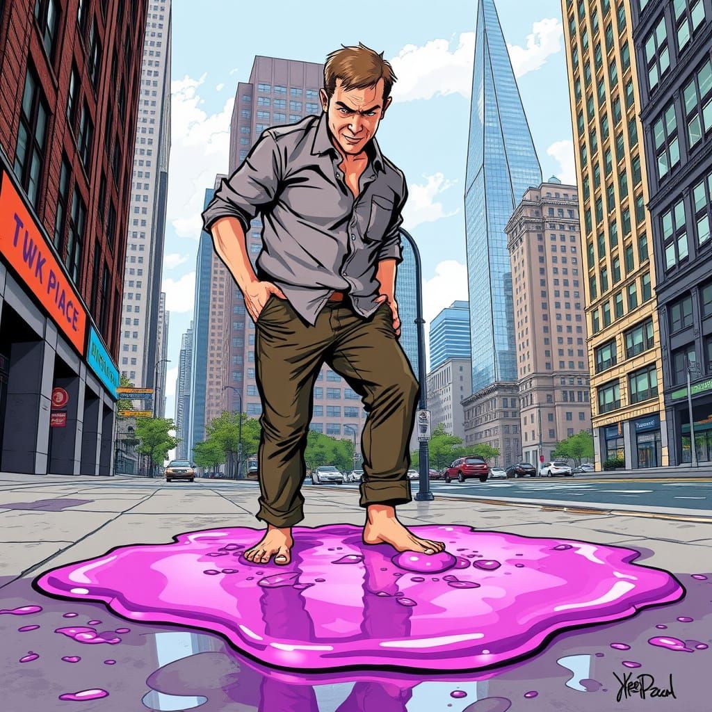 Urban Struggle in Vibrant Pop Art