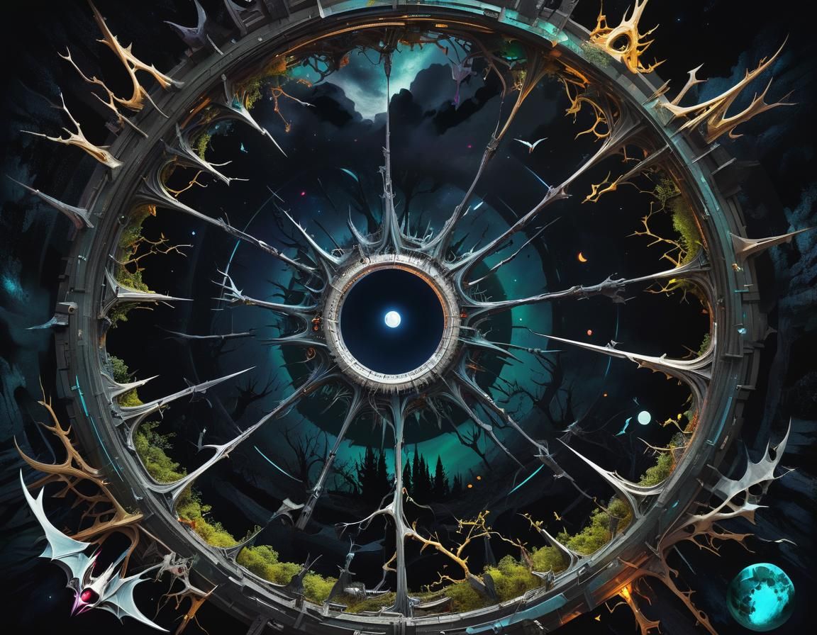 Darkcore Arcology Moon Portal in Prismatic Colors