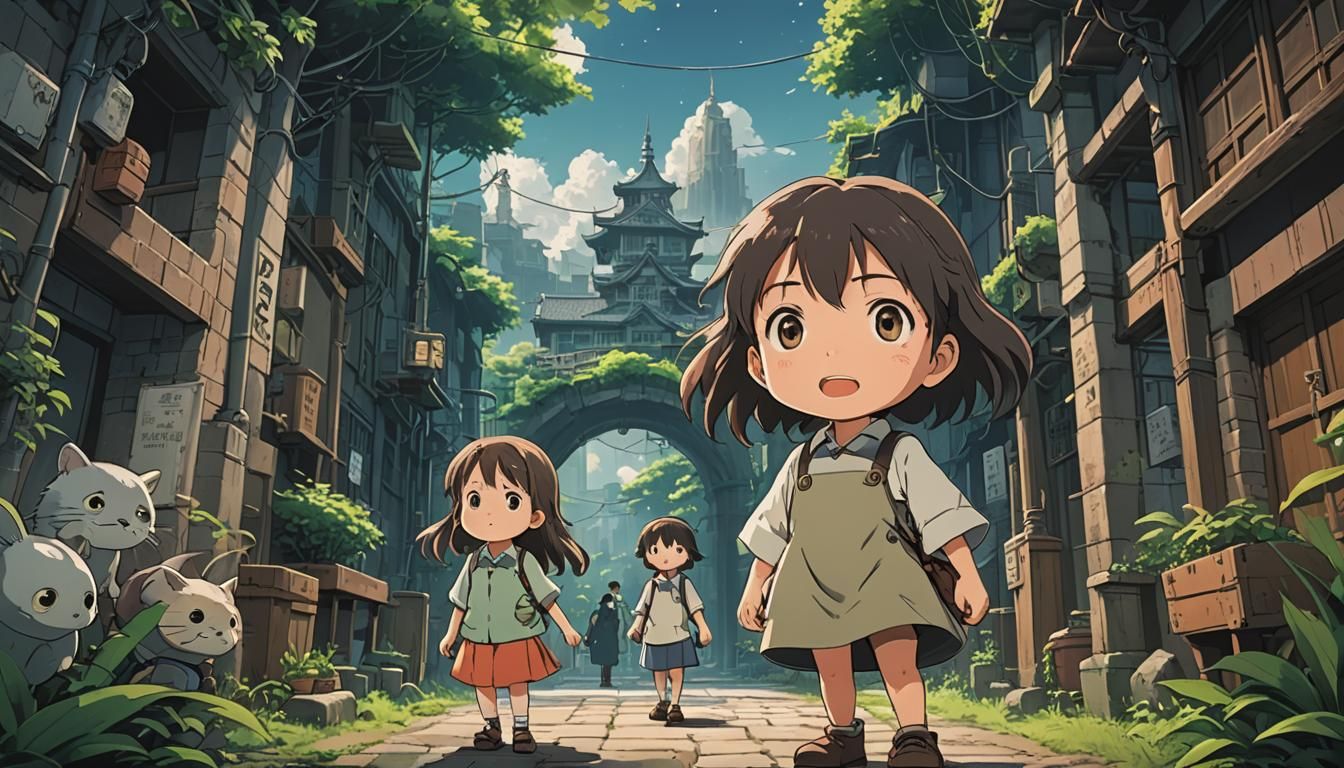 Chibi Girl Movie Poster in Ghibli Anime Style