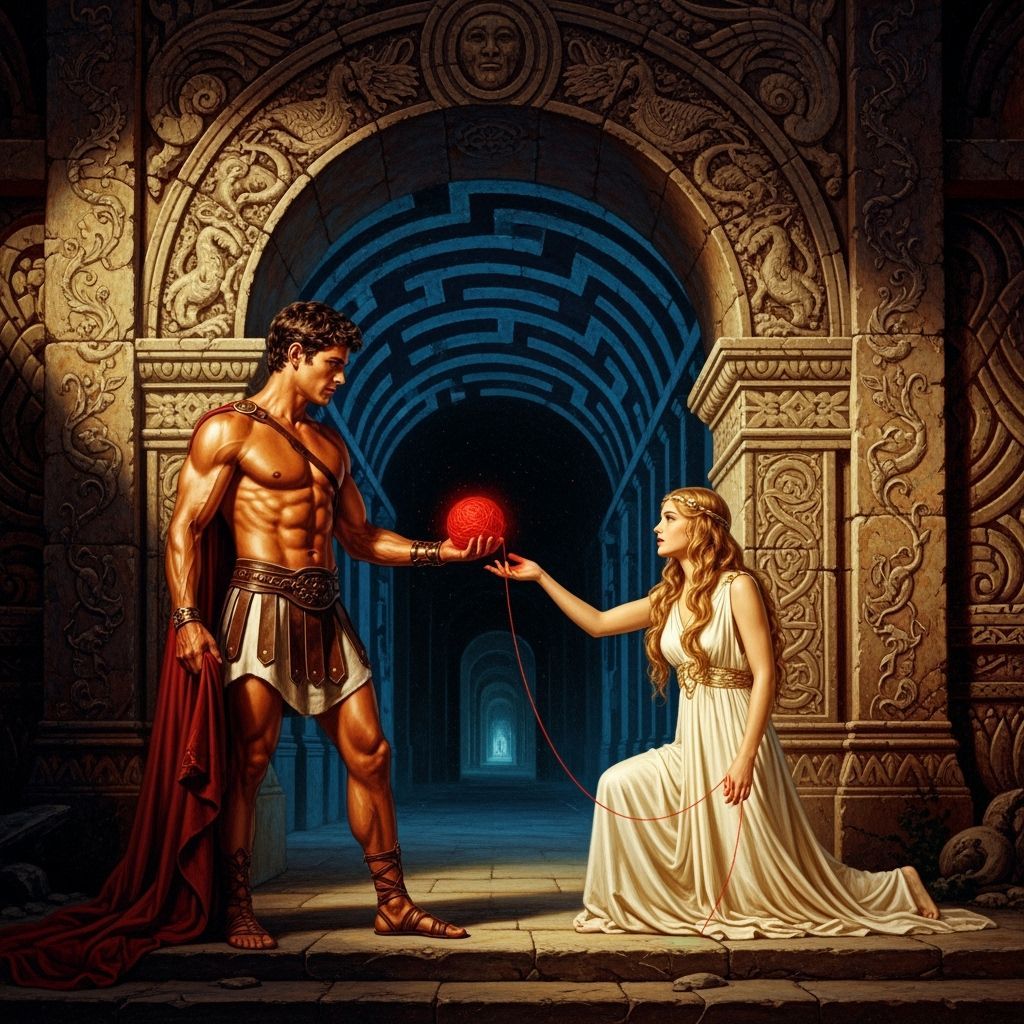 Theseus Receives Labyrinth Thread from Ariadne