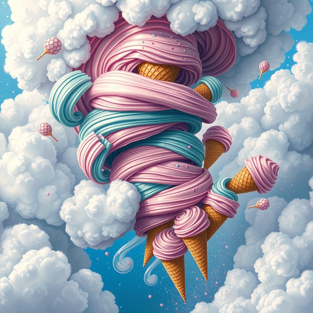 Ice Cream Tornado in Pop Surrealist Style