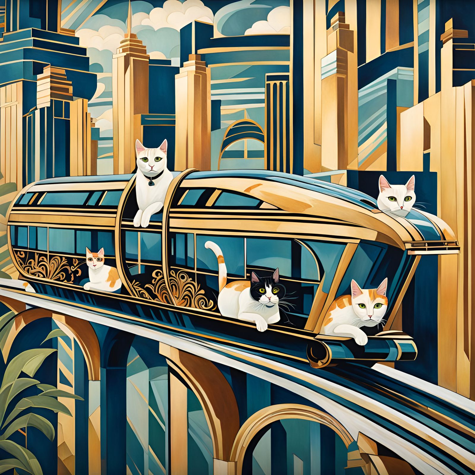 Art Deco Cat Monorail
