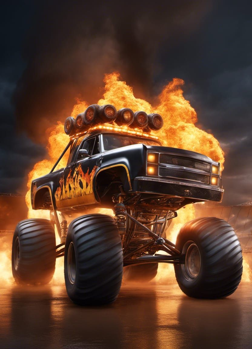 Golden Trophy with Flaming Monster Trucks, Cinematic Parody