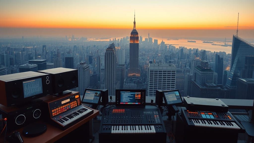 Electronic Music Meets Manhattan Skyline in a Neon-Lit Dream...