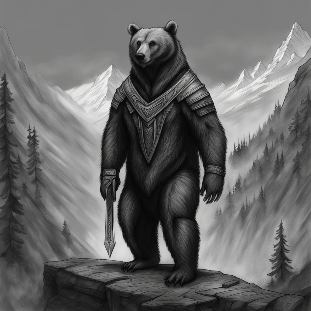 Detailed Pencil Drawing of Skyrim Bear