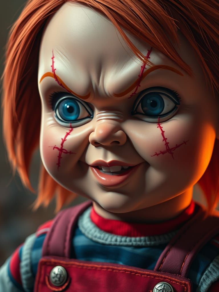Vintage Chucky Doll Portrayed in Warm HDR Colors