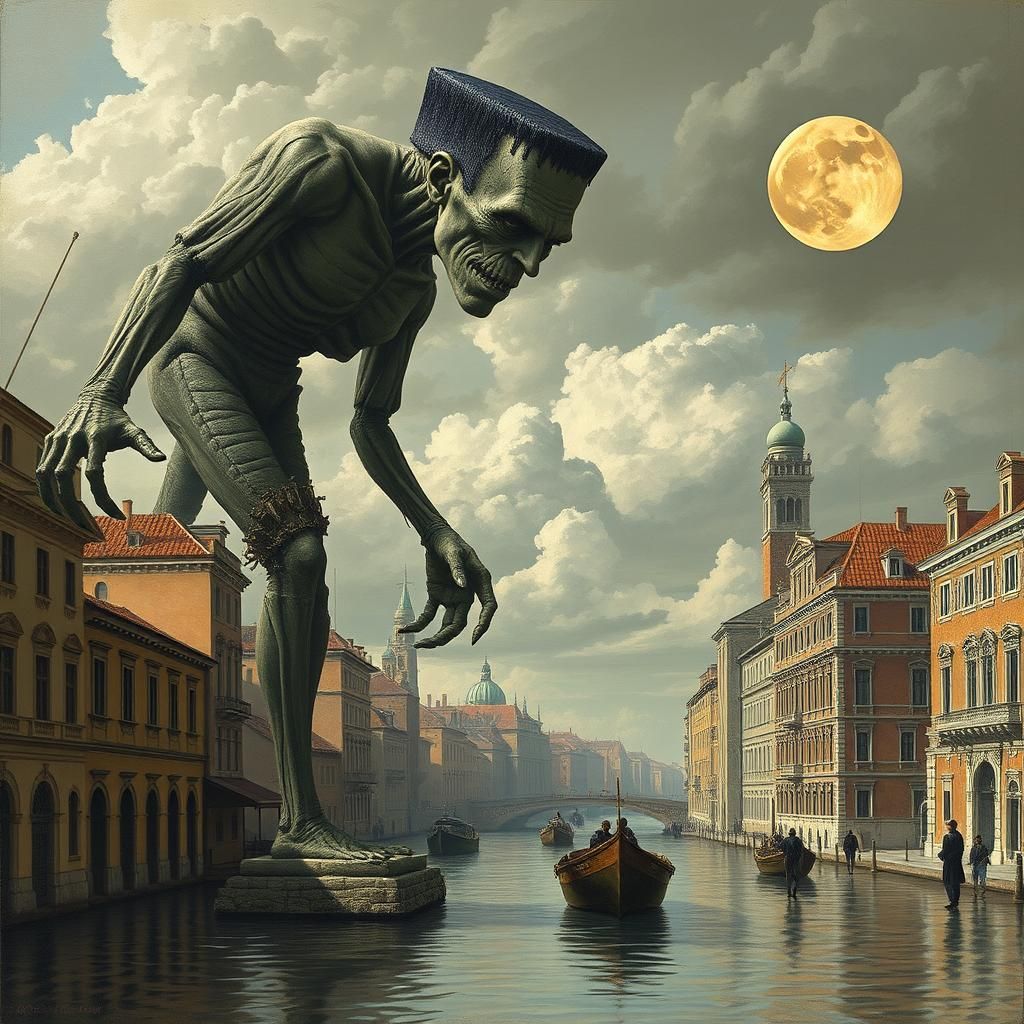 Frankenstein's Monster in Canaletto Style