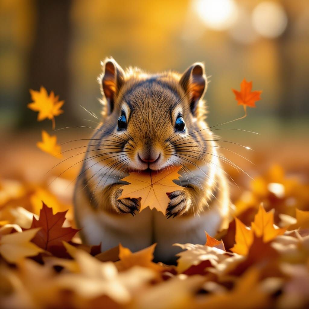 Hyper Realistic Cinematic Animal Pranking in Autumn Leaves