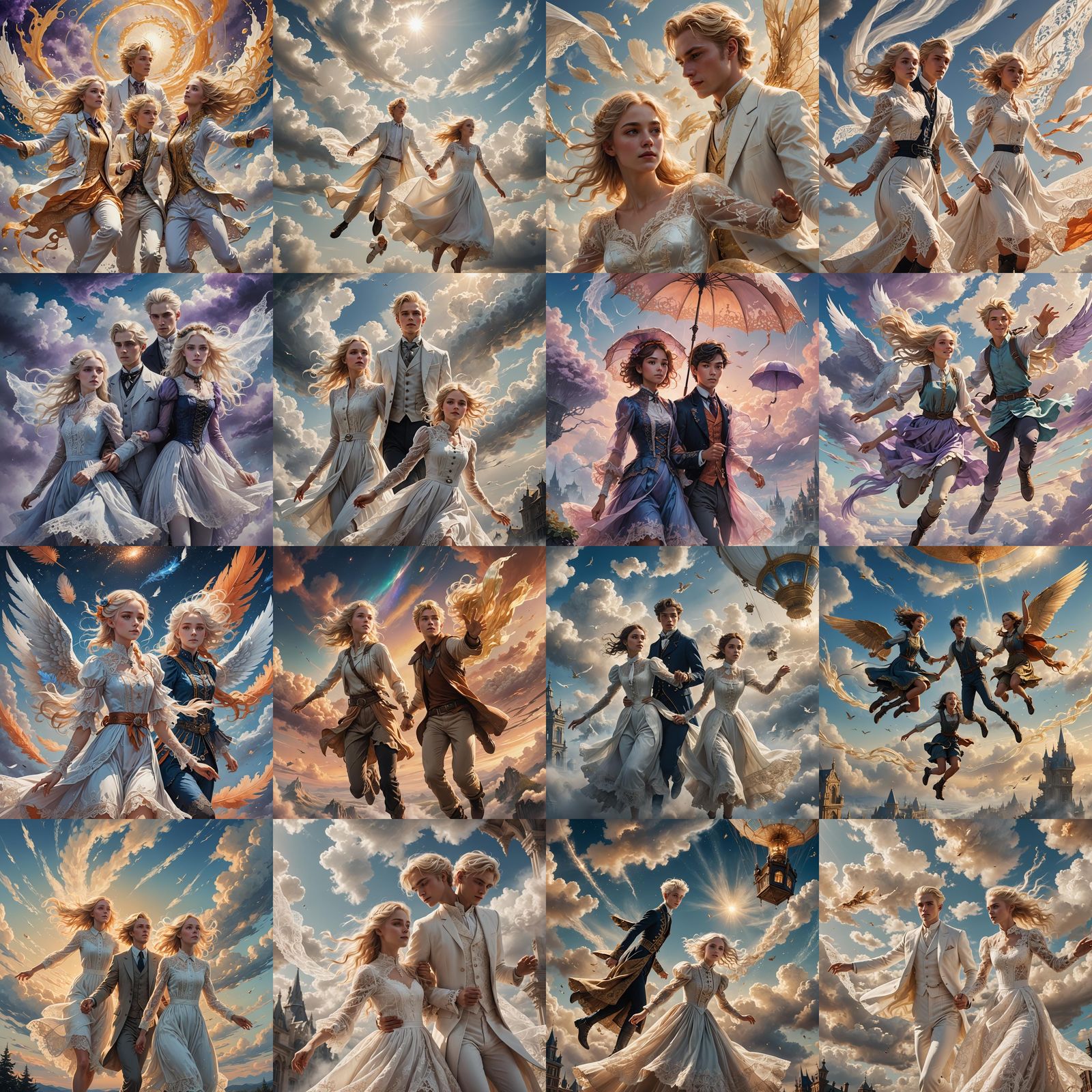 Teenage Couple Flying in a Fantasy Art Style