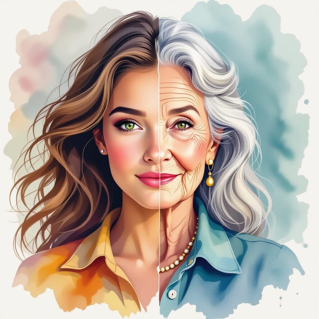 Split Portrait: Youthful Energy Meets Aged Wisdom