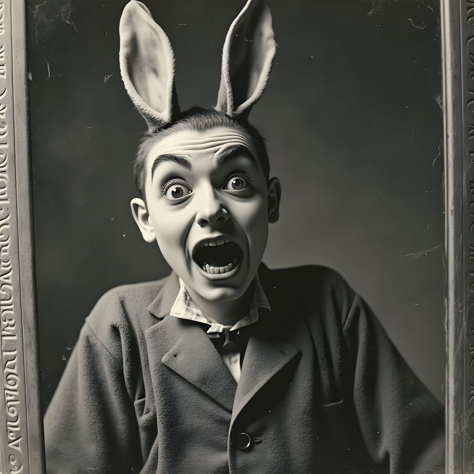 Vintage-Inspired Mime in Rabbit Ears Looks Fearful in the Mi...