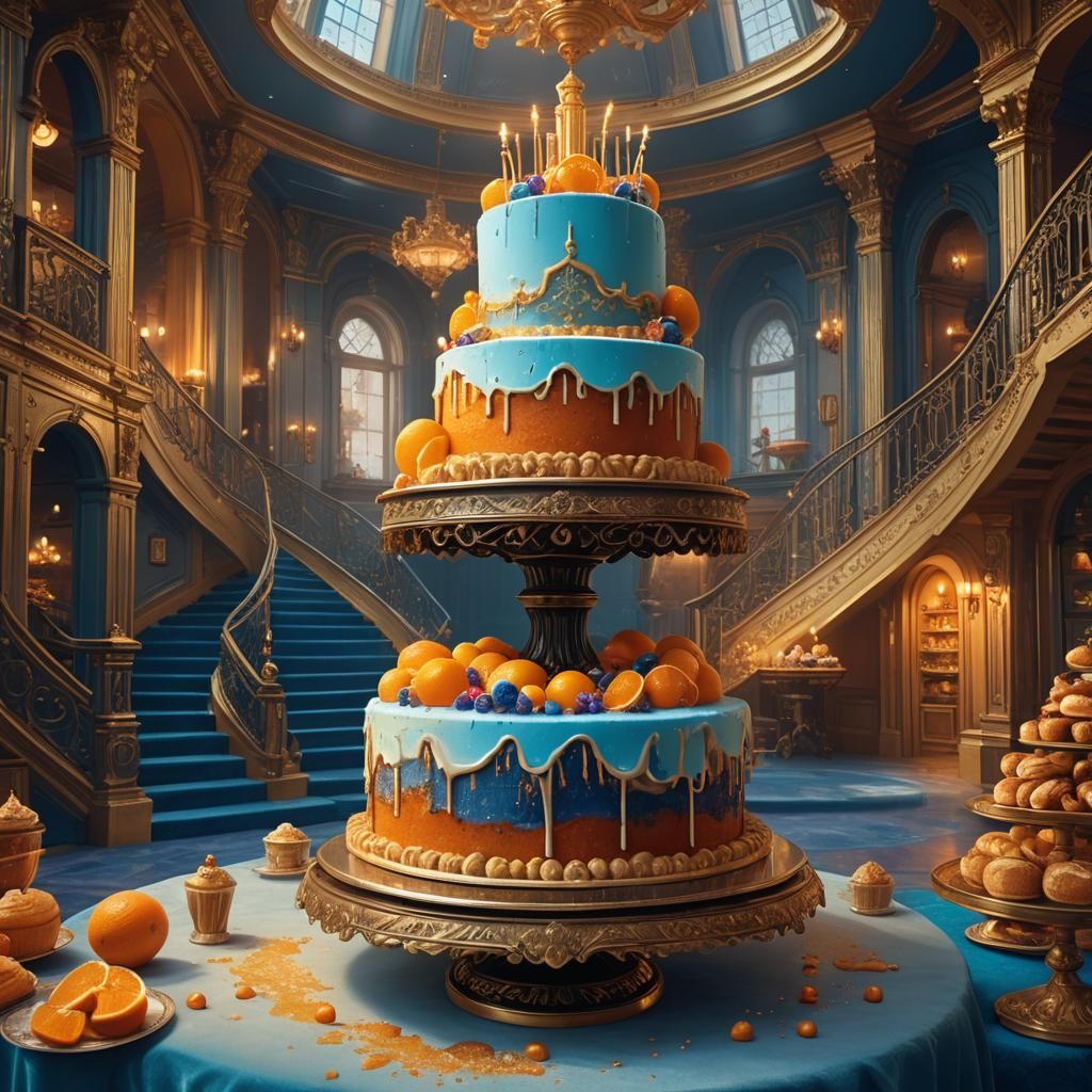 Ornate Cake in Baroque Bakery: Digital Matte Painting