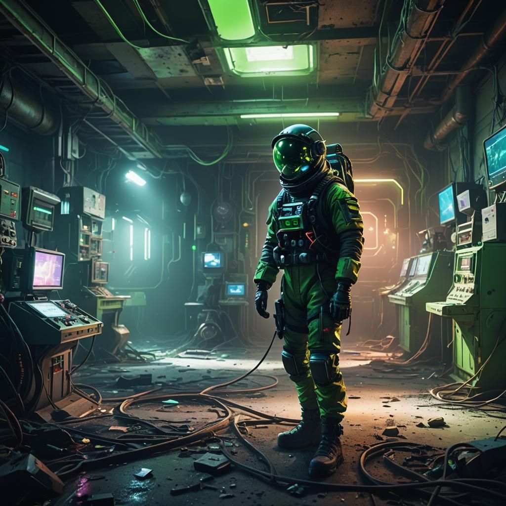 Lone Space Explorer in Abandoned Facility