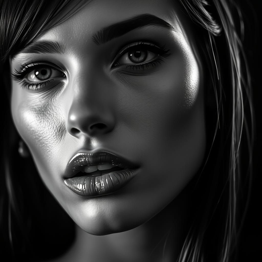 High-Fashion Supermodel Portrait in Black and White