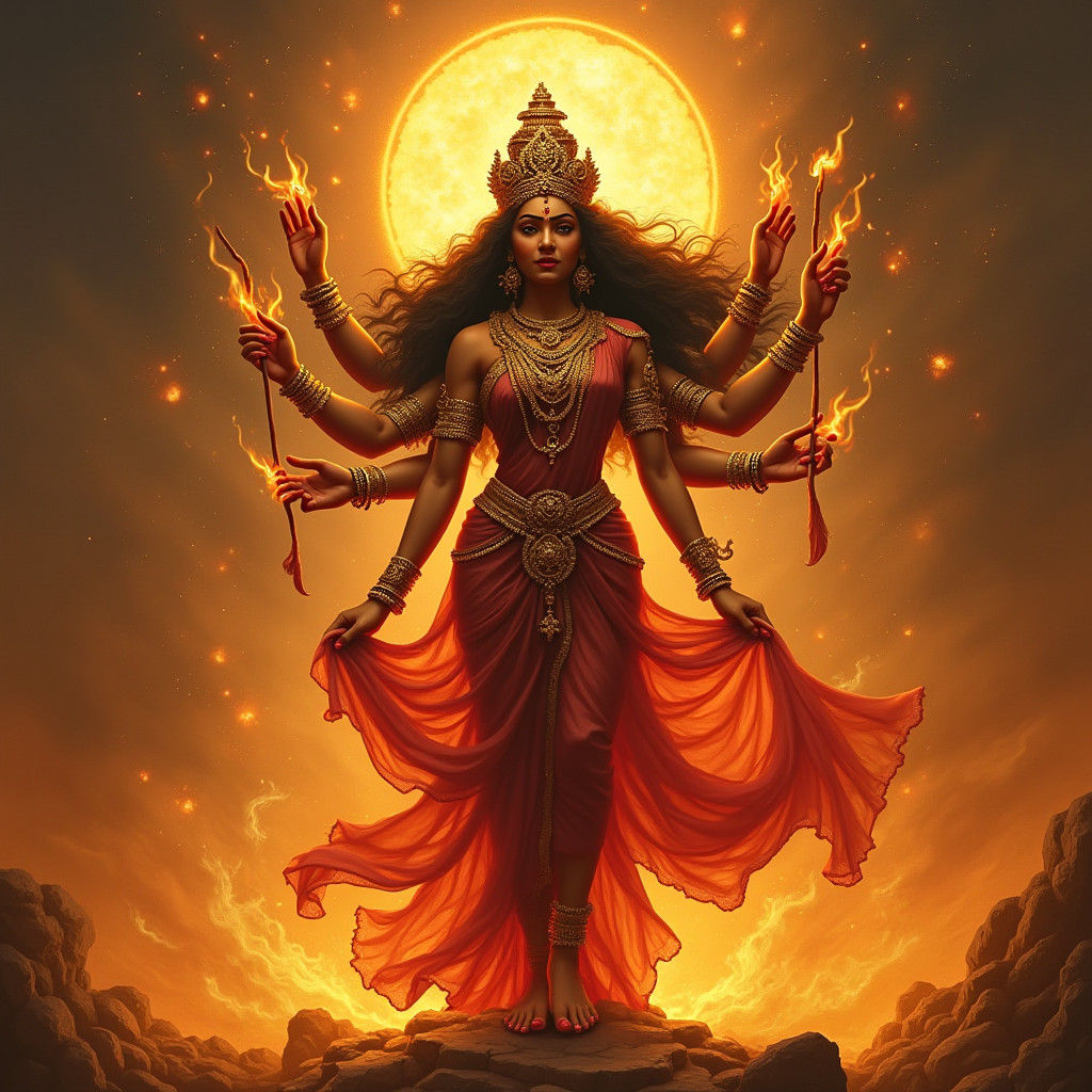 Goddess Jwalamukhi: A Fusion of Indian Art Styles