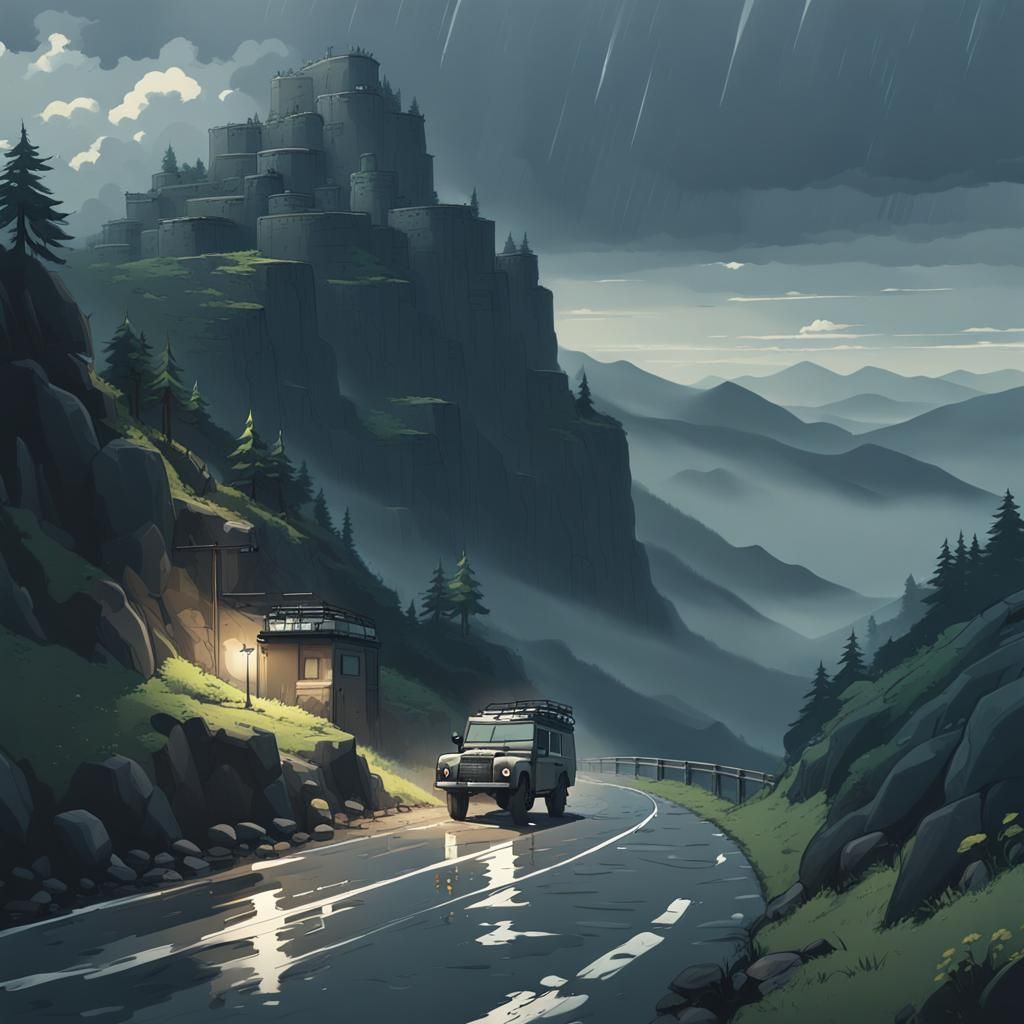 Land Rover on Italian Roads: Ghibli-Inspired Anime