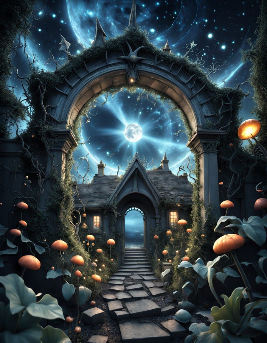 Fantasy Creepy Garden with Rusty Windy Whirlingtons