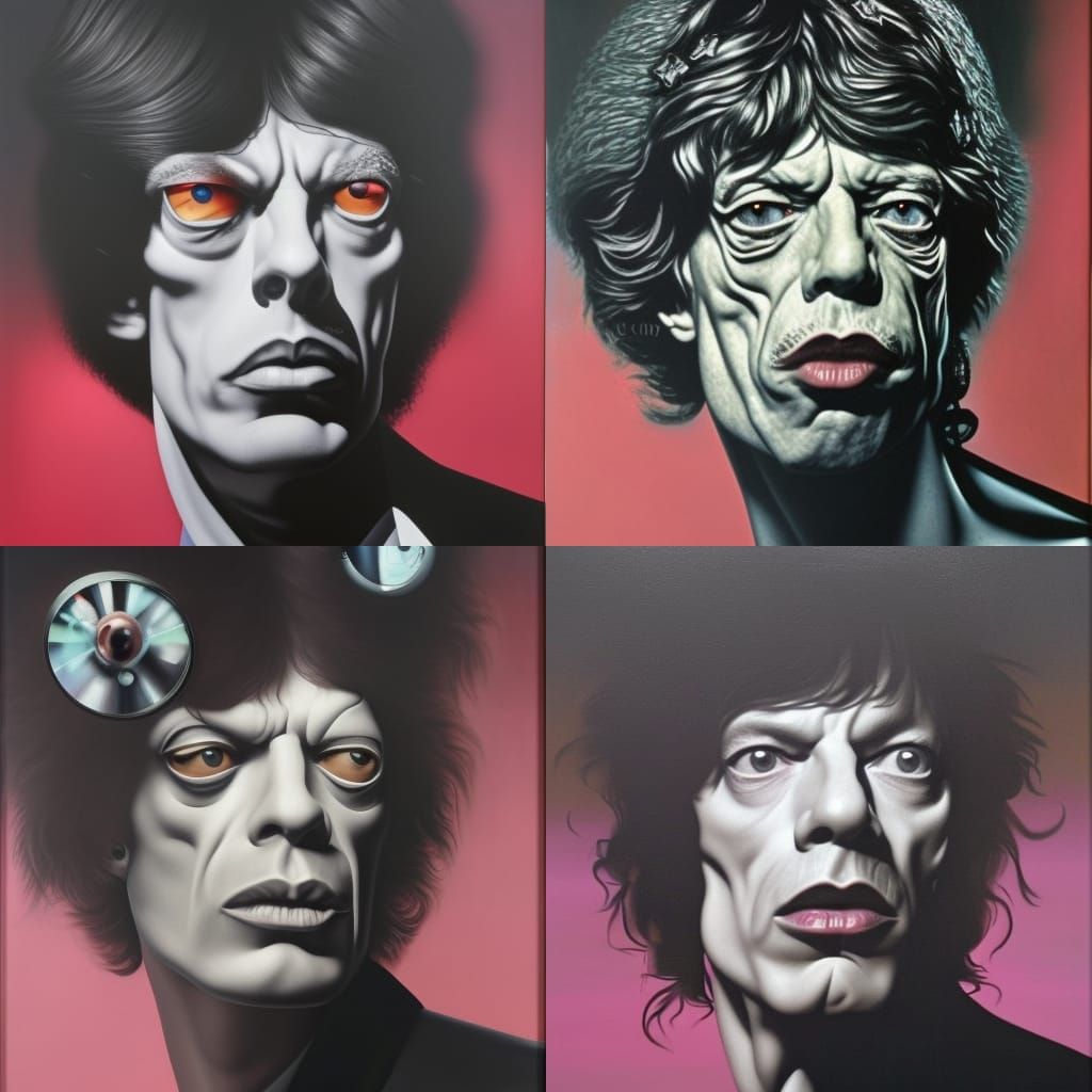 Cyberpunk Portrait of Screaming Man in Black and White