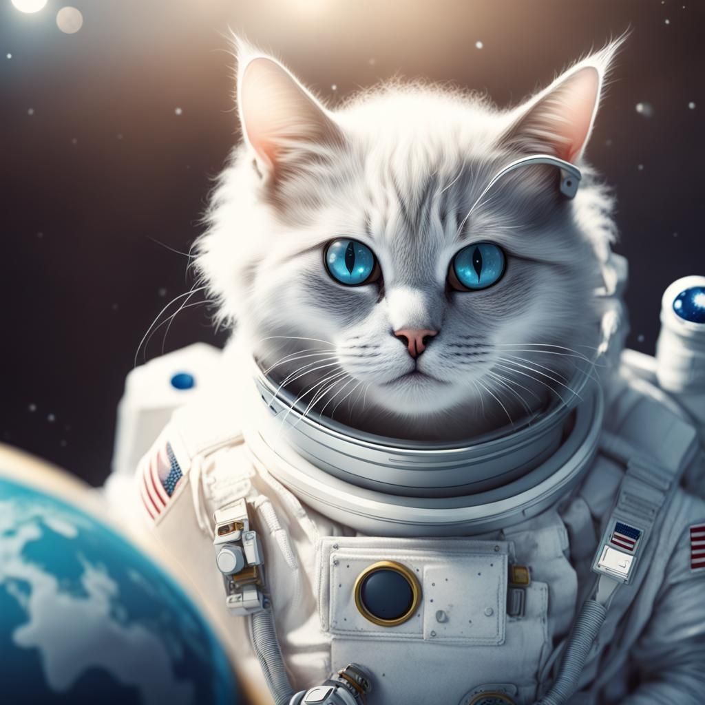 Cat in Spacesuit on the Moon, Studio Photo