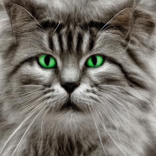 Hyperrealistic Green Cat Portrait in Studio Lighting
