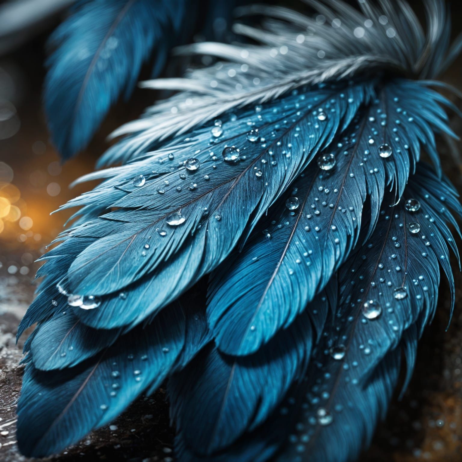 Detailed Close-Up of Vibrant Blue Feathers