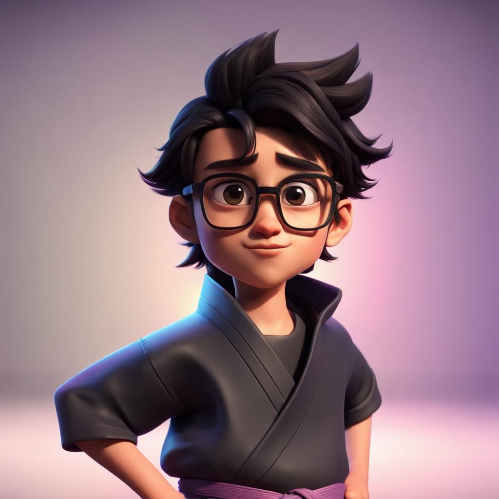 Boy Karate Student in Pixar-Style 3D Art