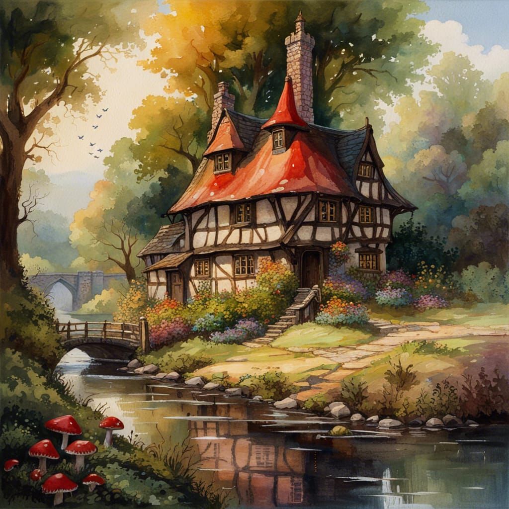 Fairytale Cottage Pub in Gothic Dark Fantasy Style