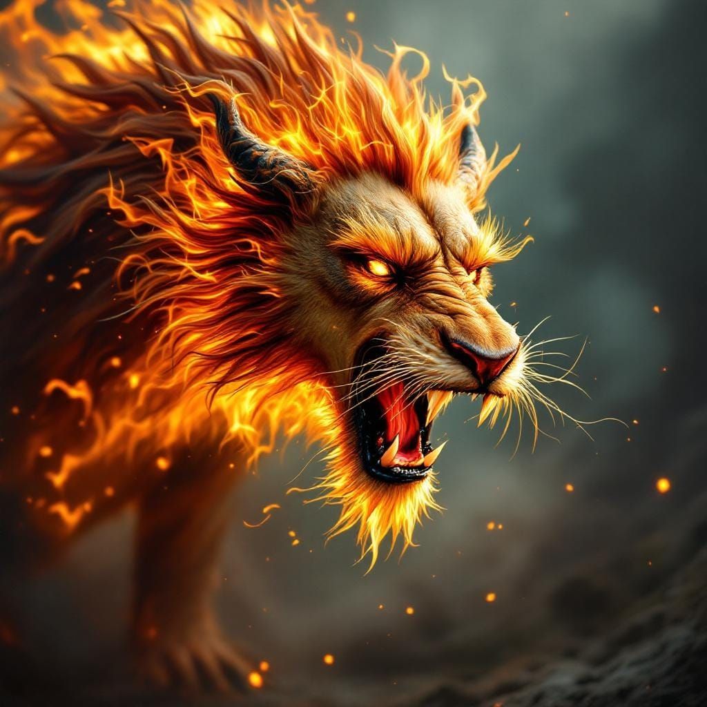 Roaring Fire Dragon with Lion's Mane