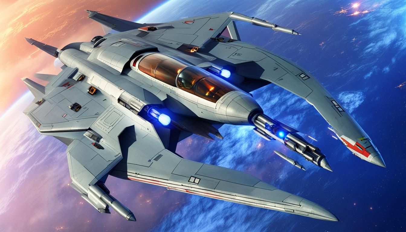 Sleek Starfighter with Laser Cannons in Space