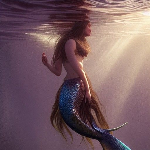 Detailed Goddess Mermaid in Underwater Realm