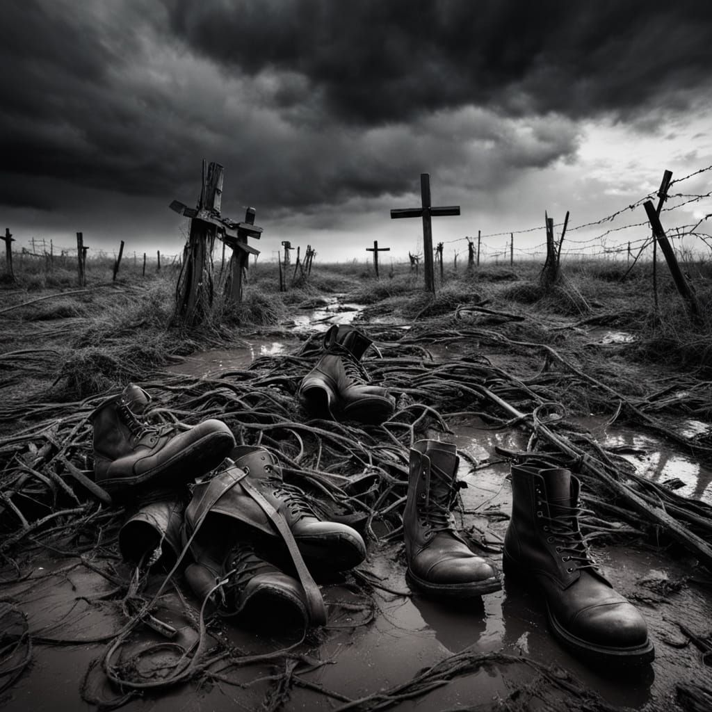 Gritty War Landscape in Black and White