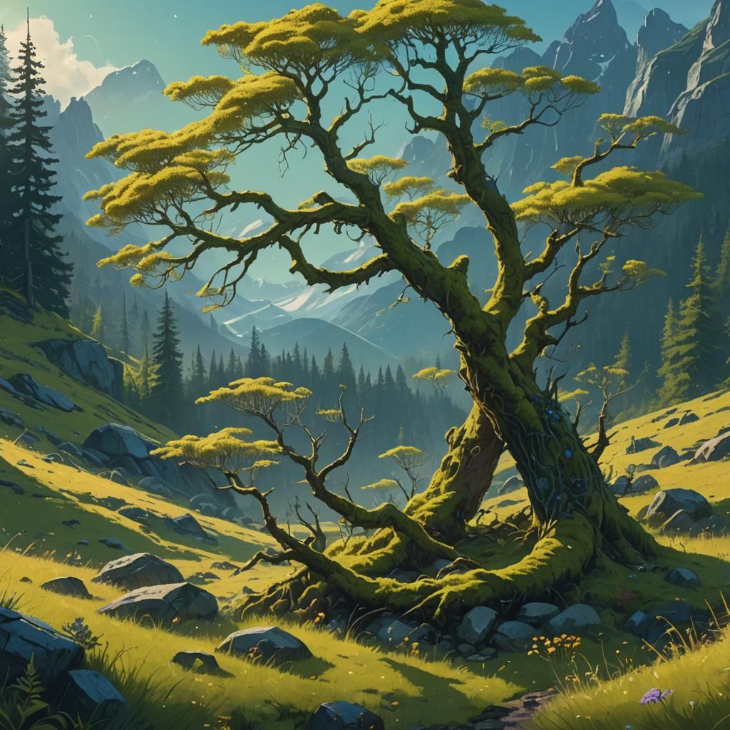 Stella Alpina in Mountain Meadow, Detailed Realism