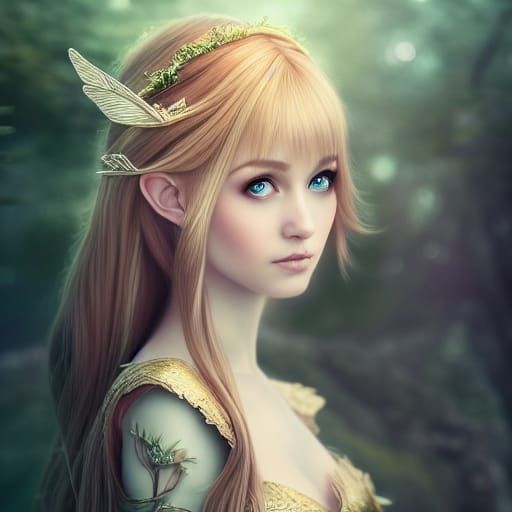 Elegant Half-Elf Fairy Digital Illustration