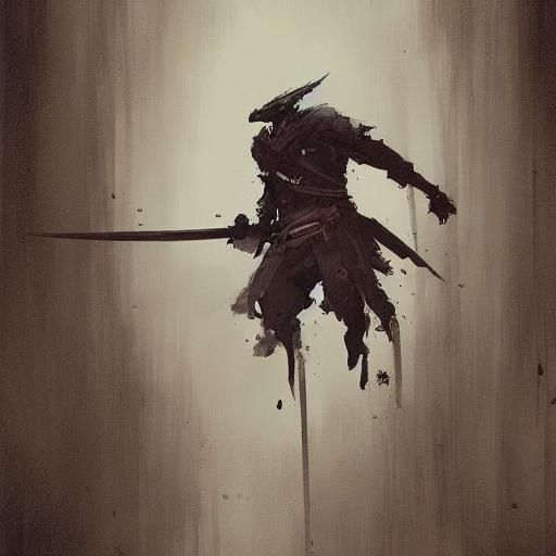 Sinister Samurai Crow Warrior in Digital Art Style