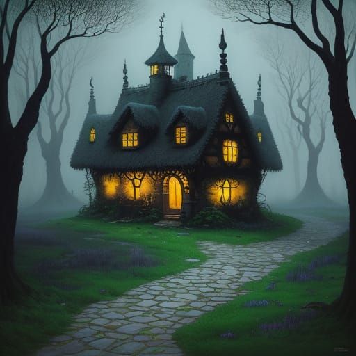 Dreamlike Whimsical Cottage in a Crooked Lane