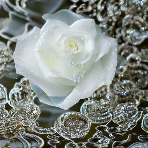 Hyper-Realistic Crystal White Rose in Delicate Glass