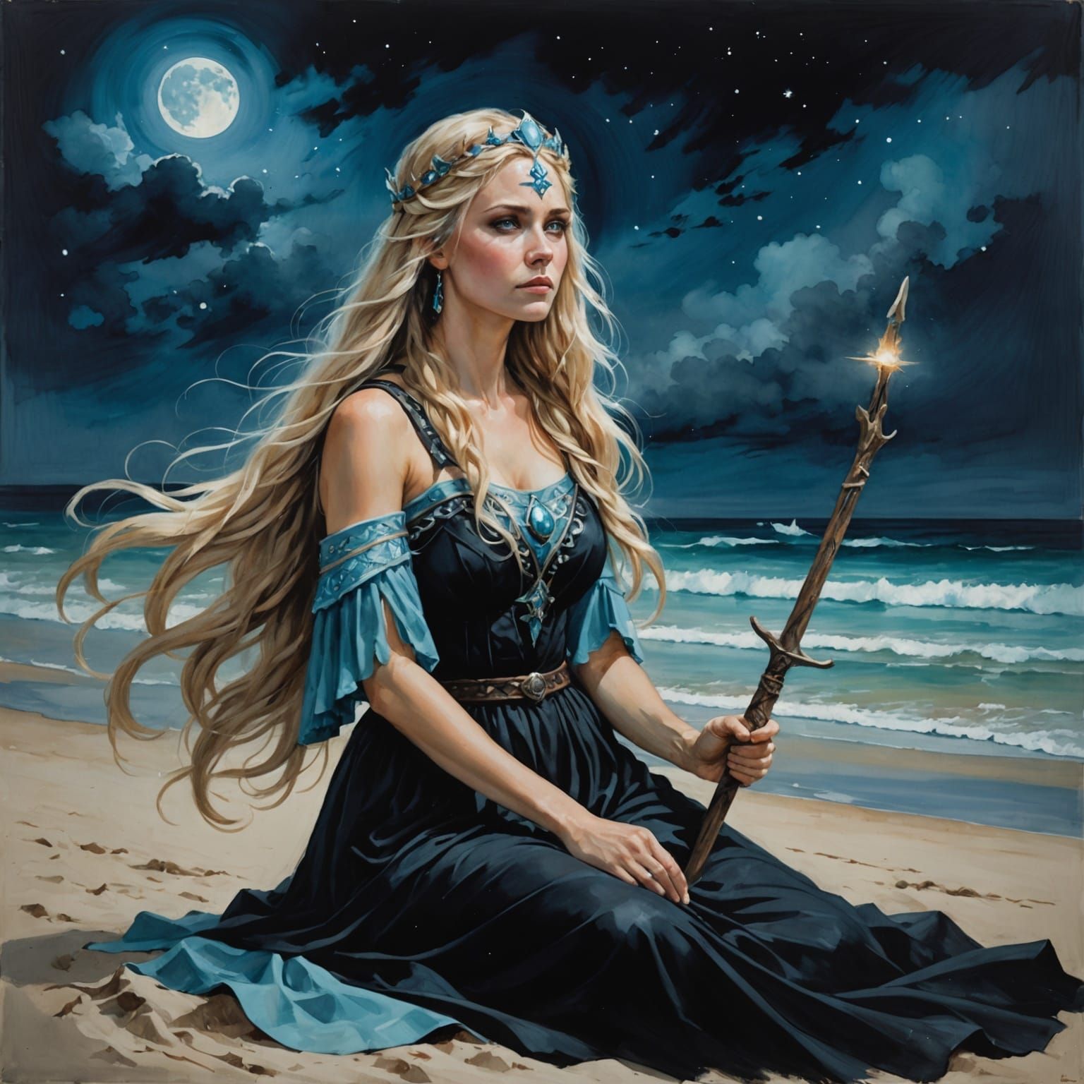 Norse Goddess in Moonlit Beauty