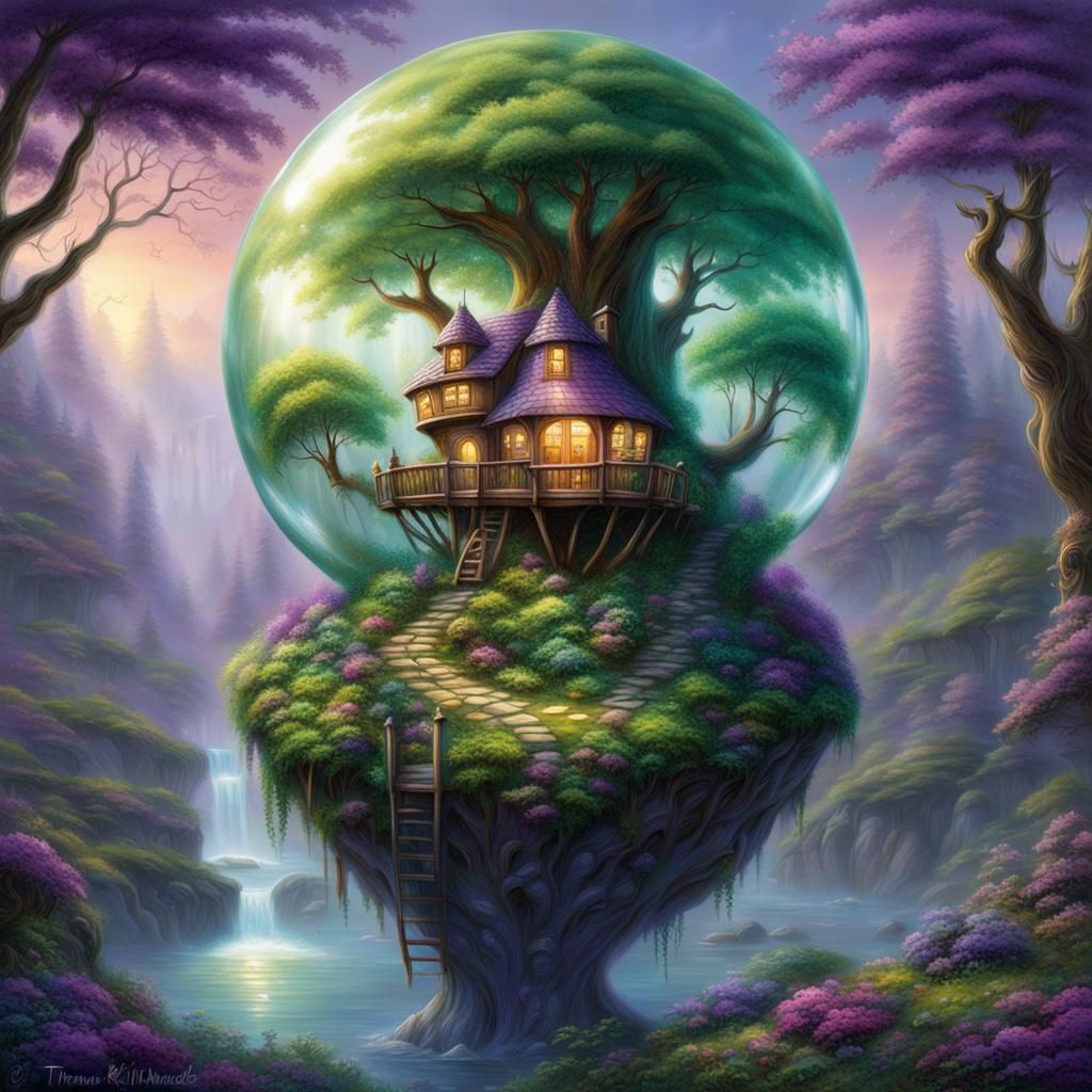 Treehouse in Crystal Sphere in Fantasy Style