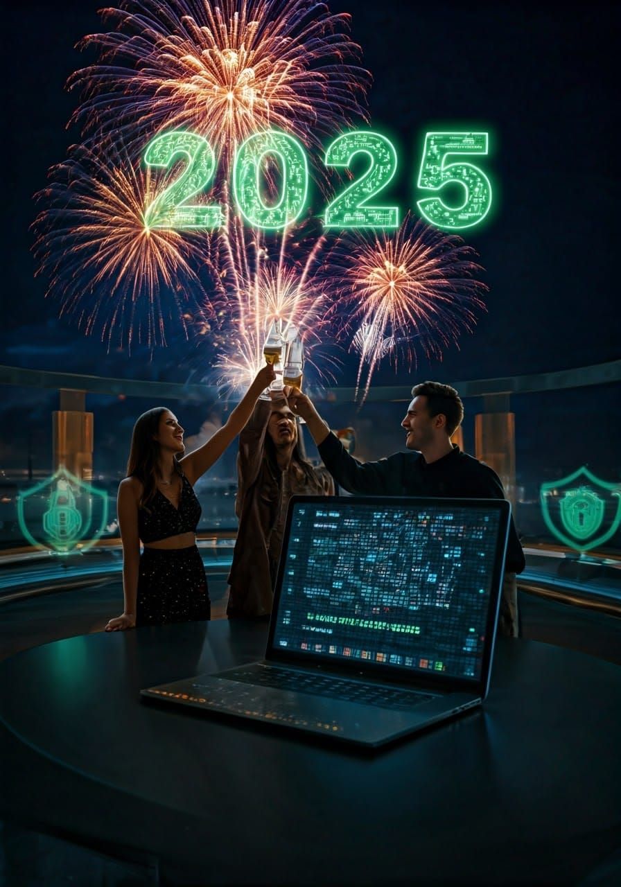 Sleek Cybersecurity Celebration in 2025 - Futuristic New Yea...