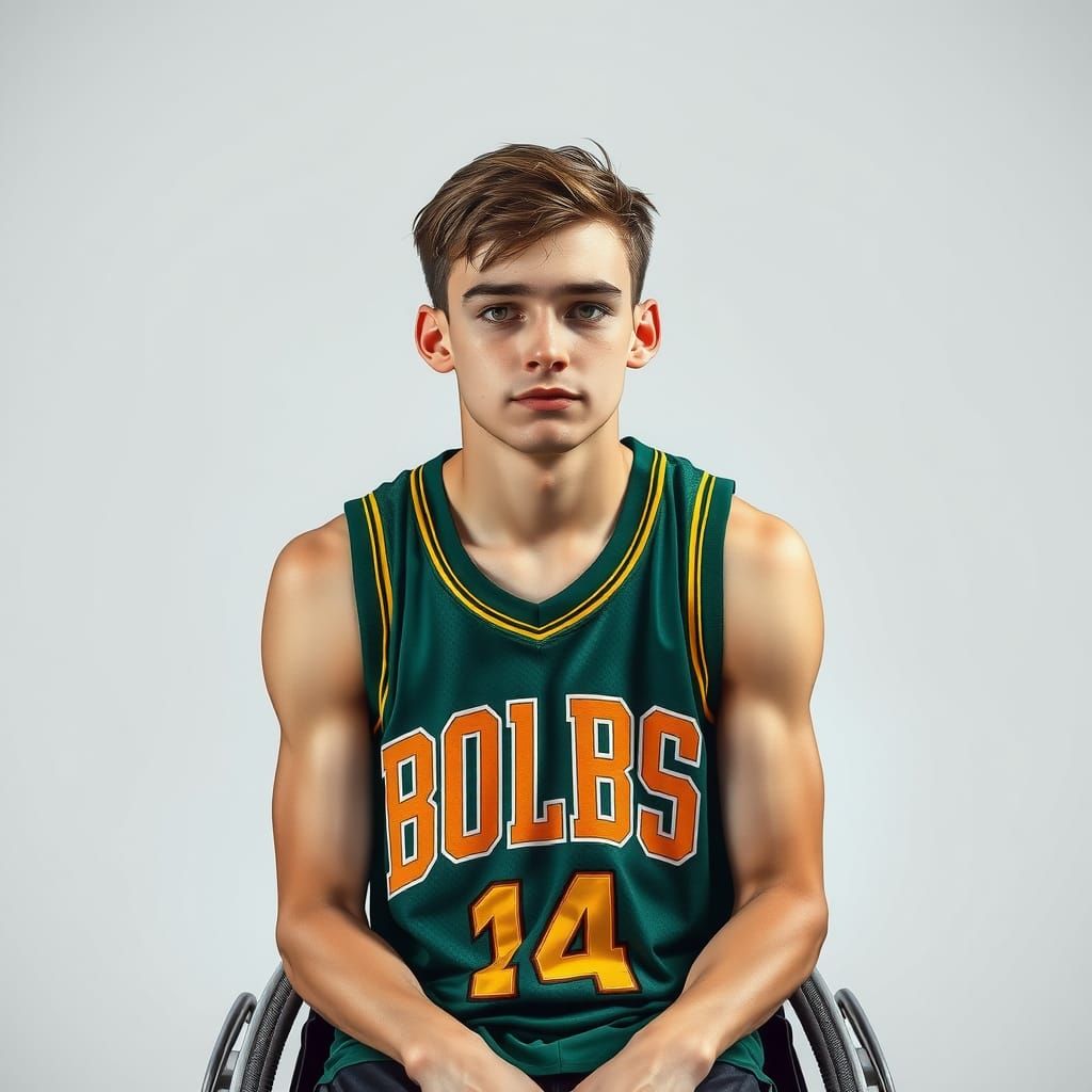 Determined Athlete in Wheelchair: Dynamic Realism Portrait