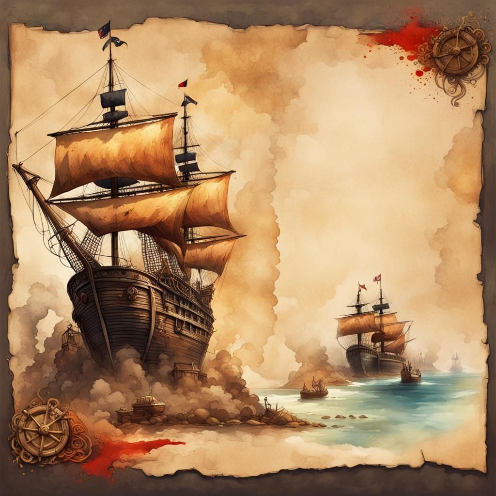 Pirate in Indian Dress on Vintage Page