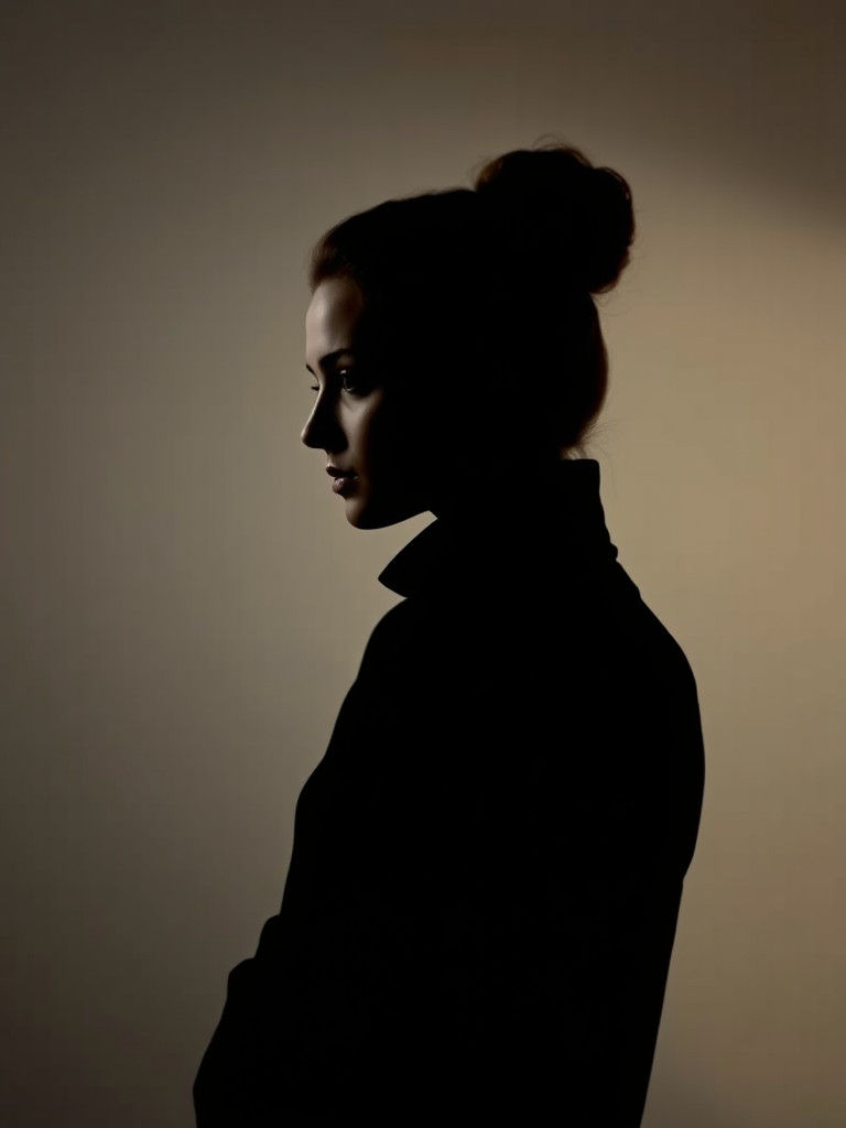 Elegant Woman's Silhouette in High-Contrast Style