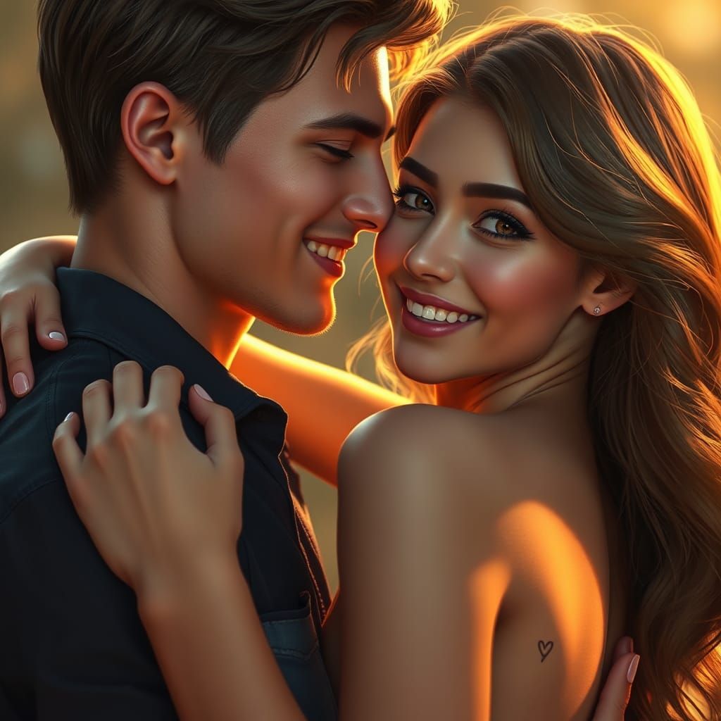 Lovers' Embrace: A Fantasy Concept Art Masterpiece