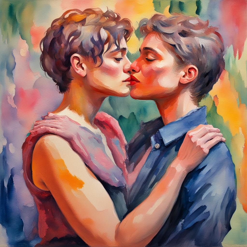 Queer Love as Gouache Impressionist Painting